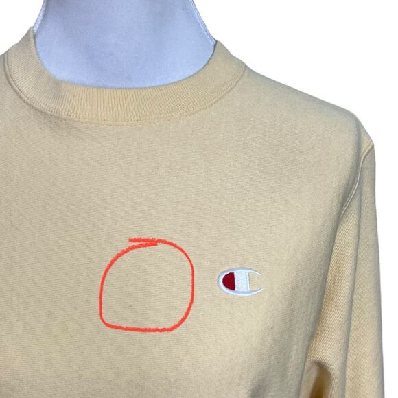 Champion Reverse Weave Sweatshirt Women’s XS Pale Yellow Crewneck Pullover Logo - Picture 7 of 11